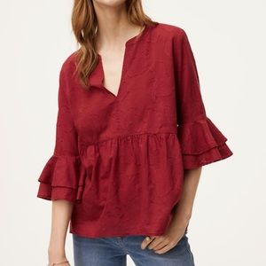 Floral Peplum Bell Sleeve Top